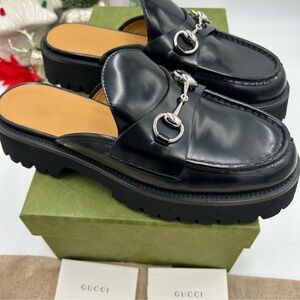 Women’s Gucci, leather horse bit mules size 40/10 US made in Italy